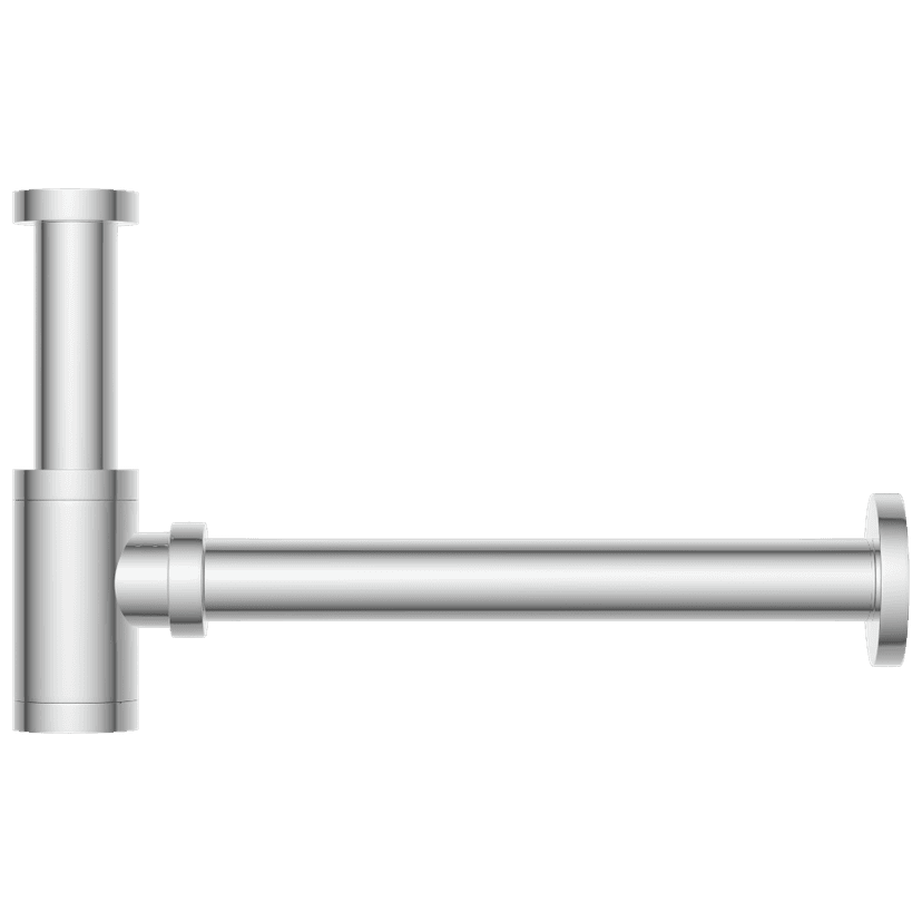 AC-36 Brass Round Bottle Trap With Long Wall Connection Pipe & Wall Flange view 2
