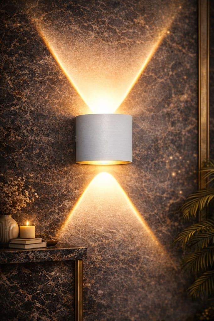 SPARKWORLD Aluminum LED Up-Down Wall Light (White Body, Warm White) | Indoor Decorative Wall Lamp for Hallway, Living Room, Bedroom & Staircase | Colour: 1+1 (WhiteBody) (WW)