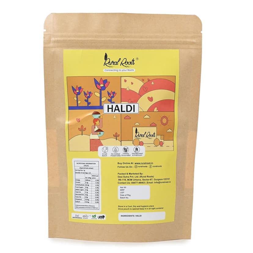 Rural Roots Turmeric Powder - 200g | Haldi Powder | Pure & Natural Turmeric | No Additives or Preservatives | Organic Haldi Powder | Ground Turmeric Powder for Cooking | Good For Digestive & Skin Health view 2