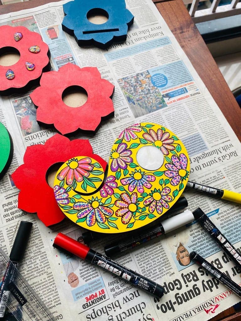 Paisley Candle Holder - Yellow view 2