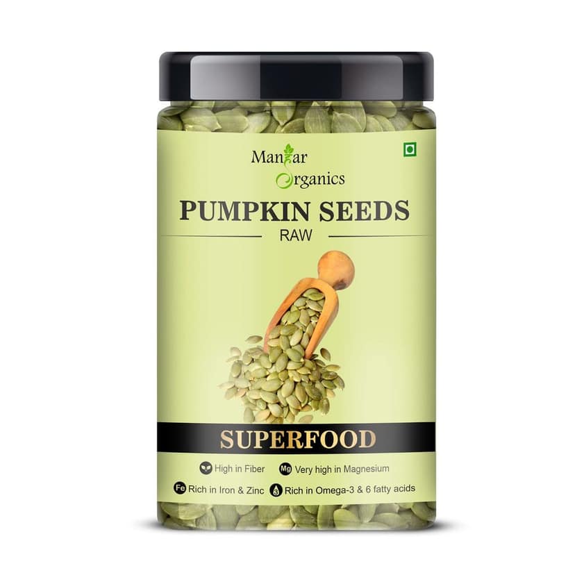 ManHar Organics Raw Pumpkin Seeds for eating 525gm jar AAA Grade |Protein and Fiber Rich Superfood|