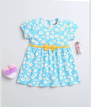 BUMZEE Pack of 1 Baby Girls Cotton Frock ( Blue )