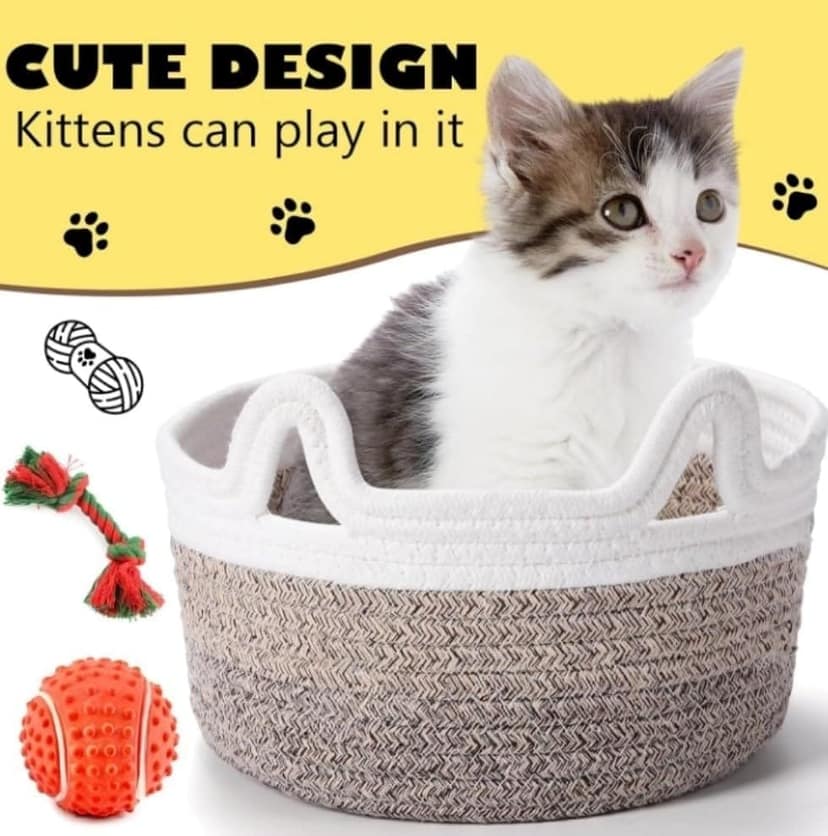 Generic Cotton Pack Of_1 Cat Basket 8x4 Inch Storage Basket For Clothes (Multicolor)-PID66446 view 2