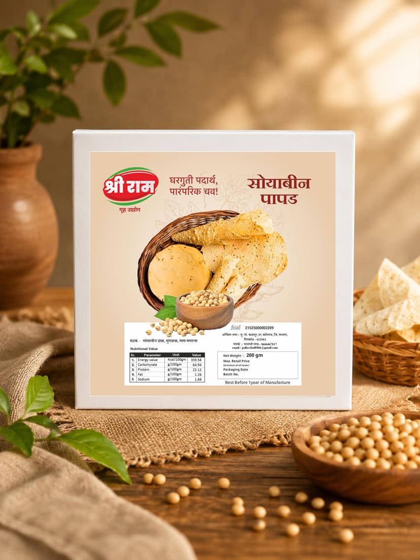 Crispy Soybean Papad with Traditional Indian Spices for Snacks and Meals view 2