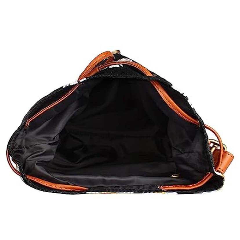 Lychee Bags Women Canvas Printed Blue-Tan Sling and Black Sling Bag view 2