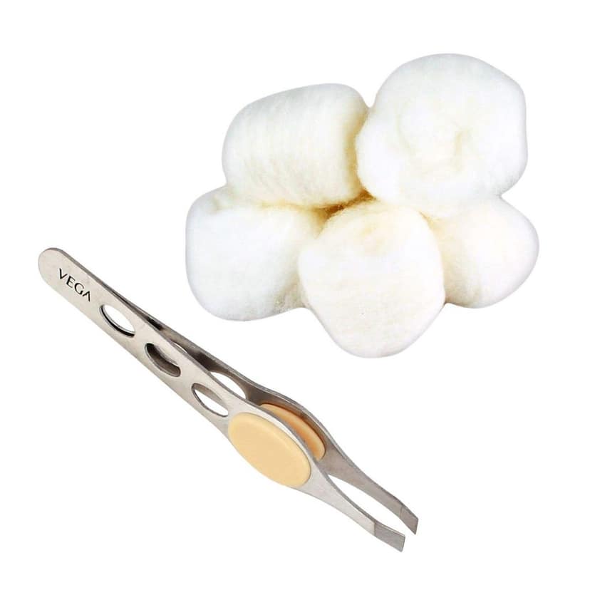 Vega Tweezer/Cotton Balls, 2 Pieces