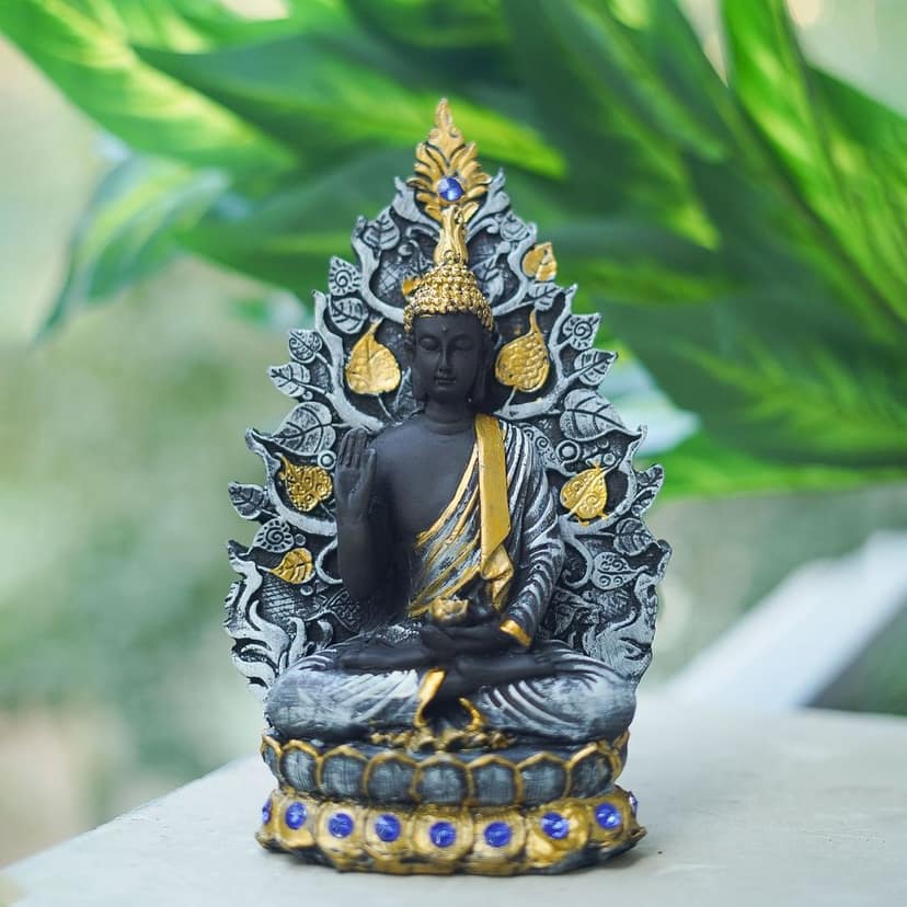 Craftlayout Resin Setting Under Tree Meditating Lord Buddha Statue - Black, 23Cm view 2