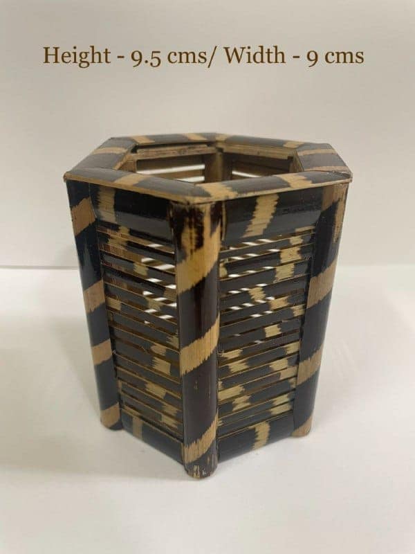 Hand Made Compartments Bamboo Pen stand | Pen Organizer | Pen Holder (Brown)