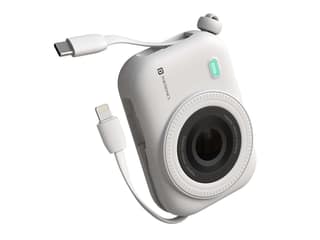 Portronics Power Shutter 15W Wireless Charging, 22.5W Type C PD Output, In Built Type C & 8 Pin Cable, LED Display - White