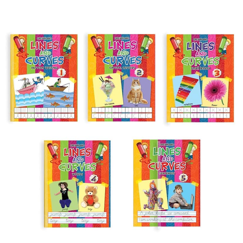 Lines and Curves Books Pack for Age 2- 4 years - A Set of 5 Books | Pattern Writing, Capital Letters, Small Letters, Words, Sentences [Paperback] Dreamland Publications