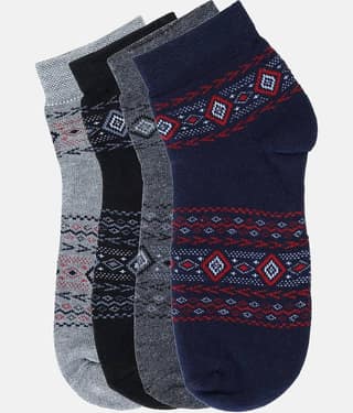 Kolor Fusion Cotton Blend Men's Printed Multicolor Ankle Length Socks ( Pack of 4 )