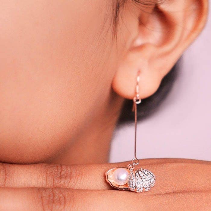 Silver Open Shell Earrings view 2