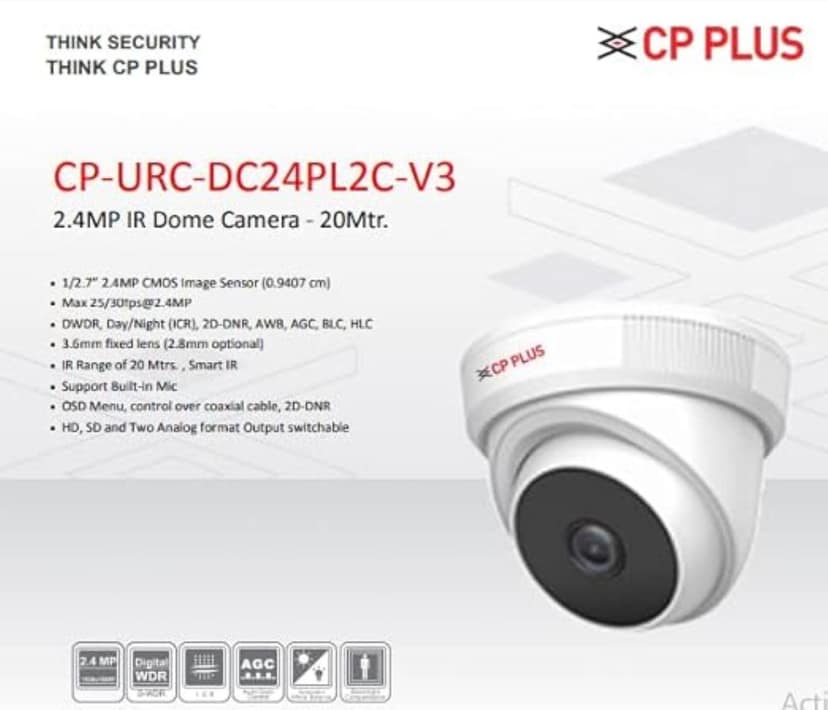 CP PLUS 2.4MP IR Dome Security Camera with Built-in Mic | 3.6mm Lens | 1080P HD | DWDR, Smart IR, 20m Night Vision view 2