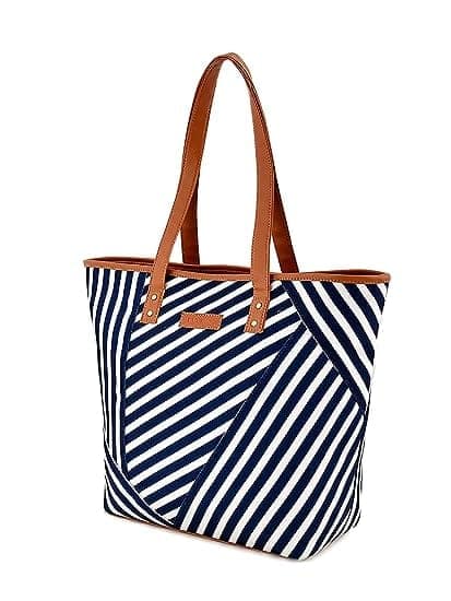 Lychee bags Women Canvas Print Blue Tote Bag (Black and White) view 2