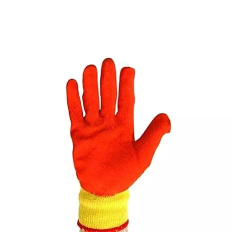 High Quality Yellow and Red Combination Hand Gloves Resuseable & Washable (Pack Of 6 Pair) Gloves view 2