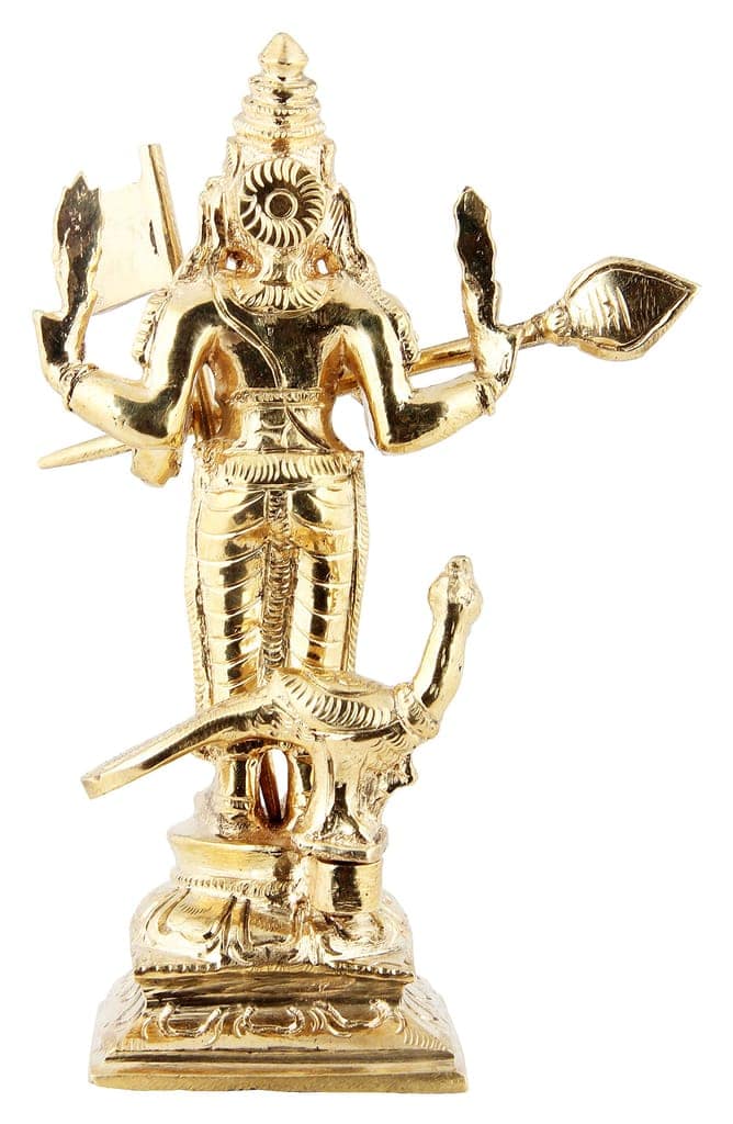 Poompuhar Bronze Murugar Idol, 6 cm x 6 cm x 15 cm, Yellow, 1 Piece view 2