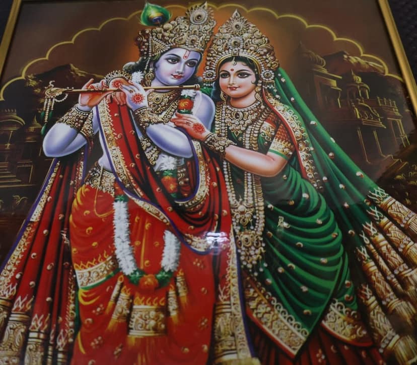 Radha Krishna Framed Artwork - Divine Love & Spiritual Home Decor view 2