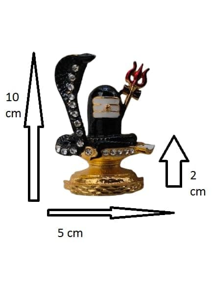 Patwari Arts Decorative Brass Shivling for Car Dashboard with Stones On Shivling, Black and Gold(Color). view 2
