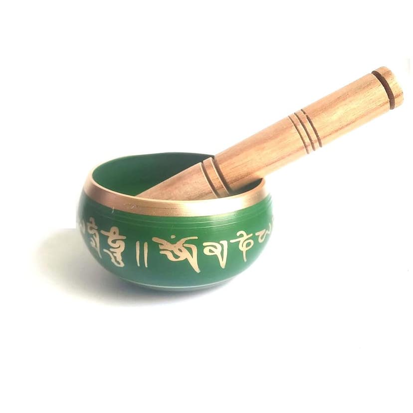 KITREE Tibetan Bowl | Singing Bowl | Himalayan bowl | Meditation instrument with Wooden Stick (Size 4 inch approx) (GREEN) view 2