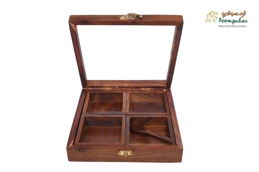 8X8 INCH SHEESAM WOOD MASALA BOX view 2