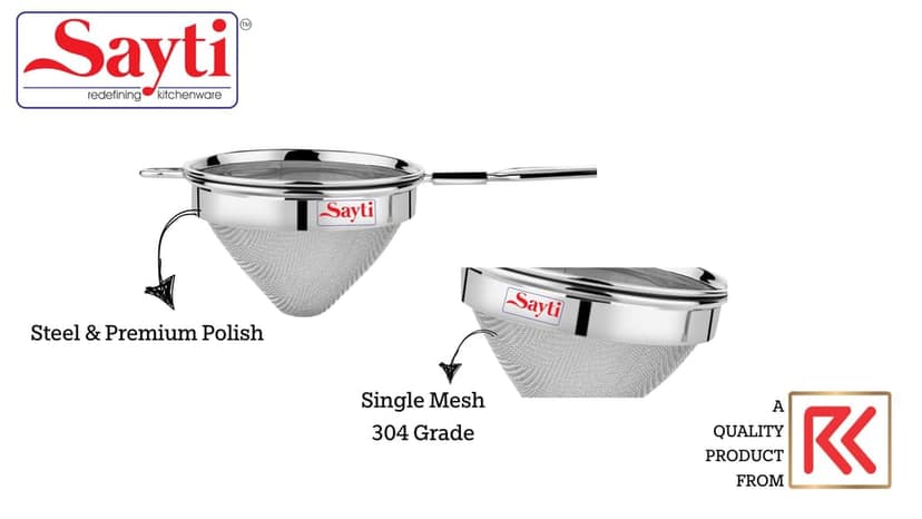 Sayti Stainless Steel Conical Strainer, 304 Grade Single Mesh, Premium Polish, Large, Pack of 2 view 2