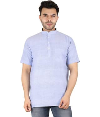 Latest Chikan - Peach Cotton Men's Shirt Style Kurta ( Pack of 1 )