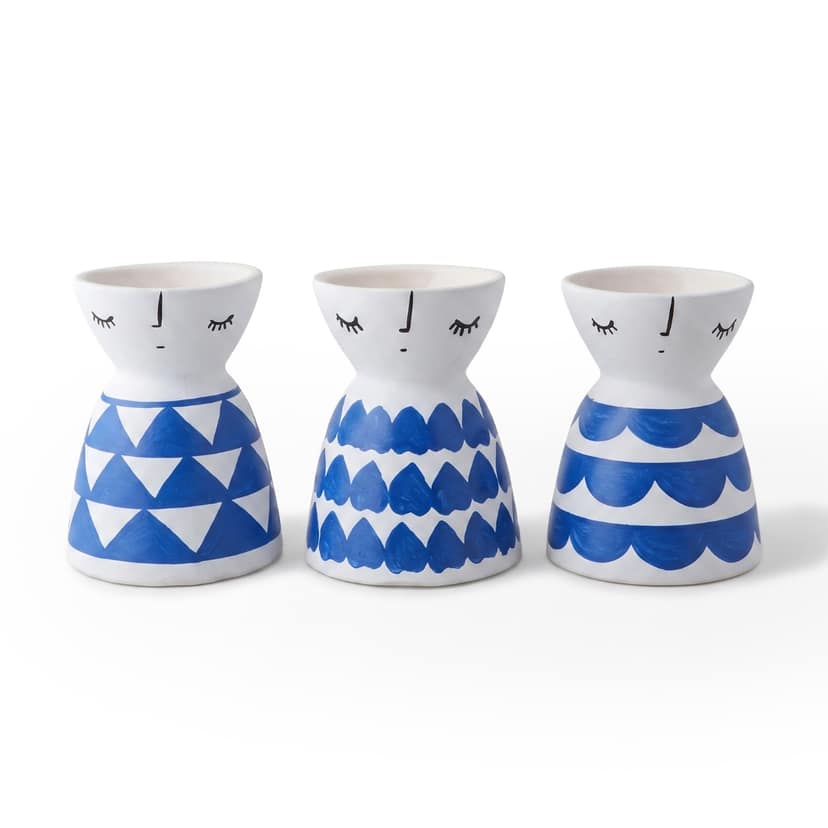 White & Blue Ceramic Flower Vase [Pack Of 1] (5 Inches x 4 Inches) view 2