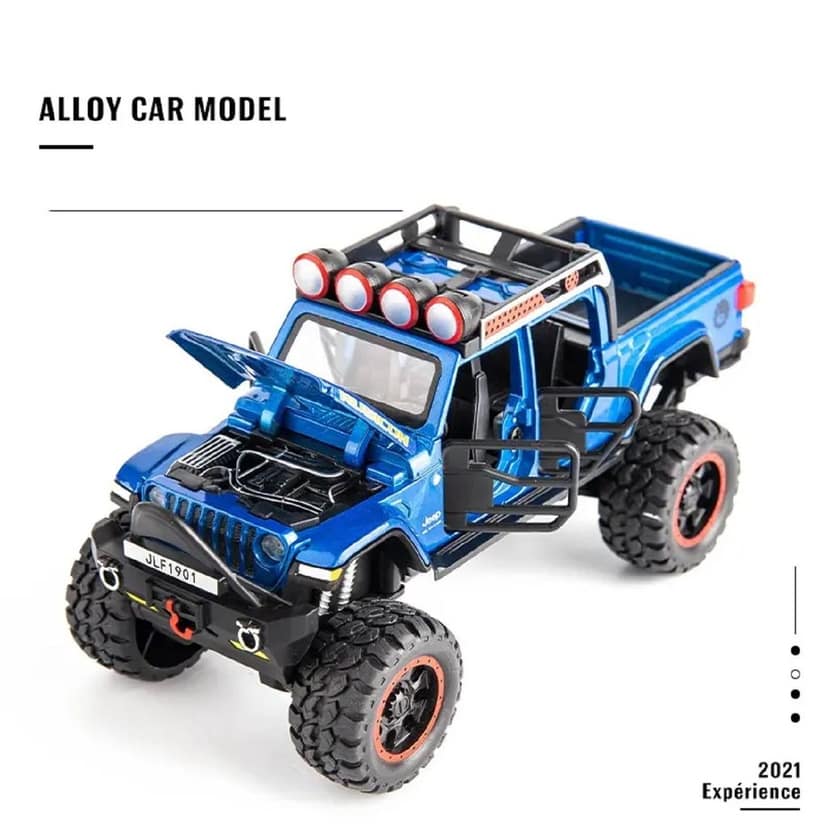 KTRS ENTERPRISE 1:32 Scale Die-Cast Rubicon Off-Road Jeep Car with 4 Openable Doors Music,Pull Back Action & Glowing Head & Tail Lights view 2