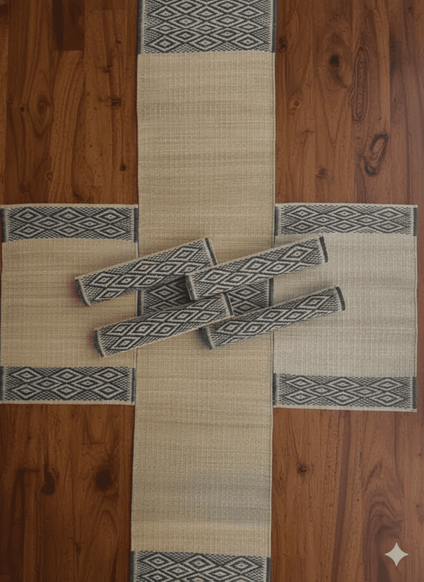 Sandhya Mat Unit Eco Friendly Madurkathi Grass Table Mat And Runner Set view 2