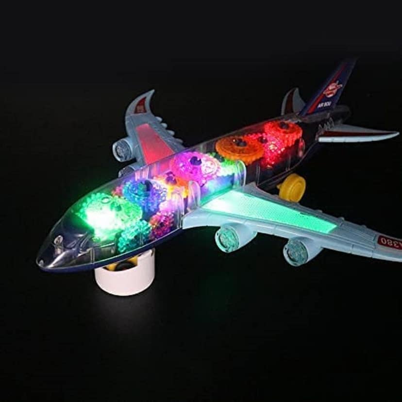 KTRS Enterprise Gear Display Transparent Airplane Large Toy for Kids - 360 Rotating Concept Racing with 3D Flashing LED Lights and Music (Gear Airplane) view 2