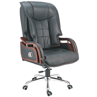 I am Boss - Leatherette Revolving With Recliner Mechanism, Wooden Polished Metal Base (CS-L02-HB)
