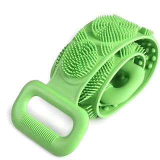 V3Deals Silicone Body Back Scrubber, Double-Sided Exfoliating Bath Brush | Deep Cleansing & Massage Belt for Shower & Dead Skin Removal (Pack of 1, Random Color)
