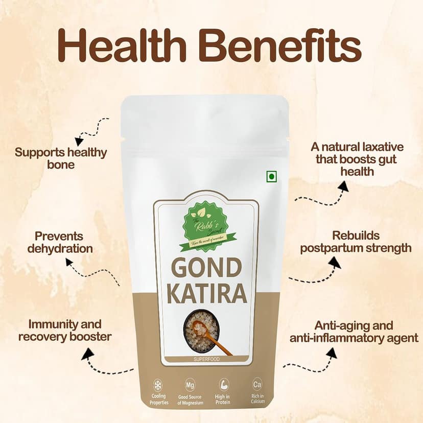 The Rabb's Secret Gond Katira Pure Organic 200gm |Tragacanth Gum| Edible Gum (Gond Katira, 200gm) view 2