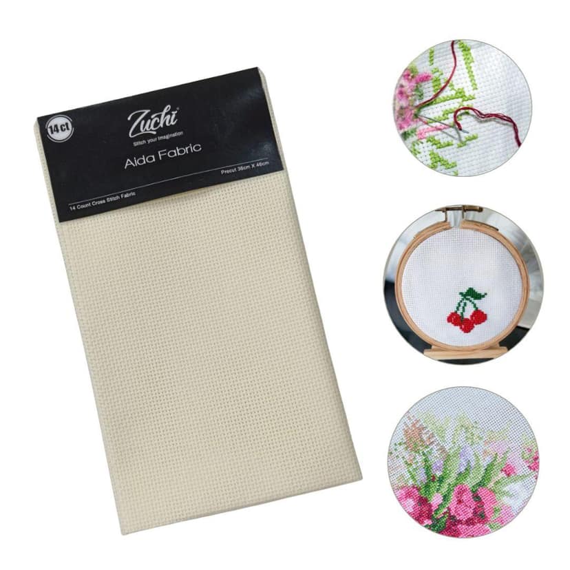 Zuchi Aida Fabric 38x46 cm Cream 14C view 2