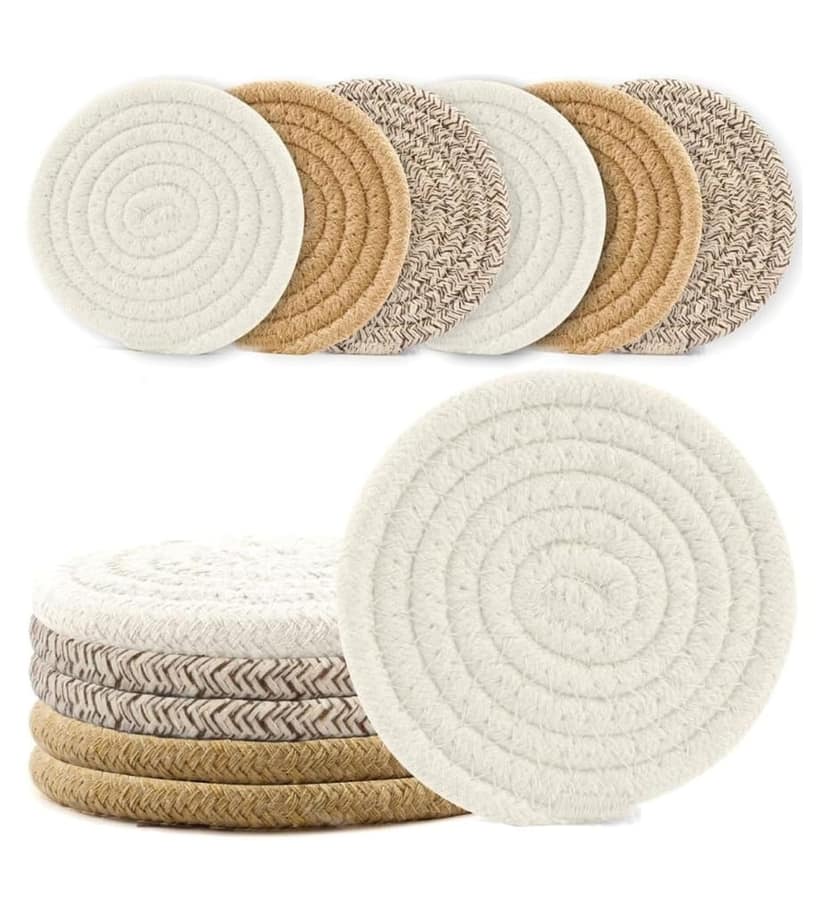 Generic Cotton Rope Drink Coasters 6 Pcs Set (Multicolor)-PID66423