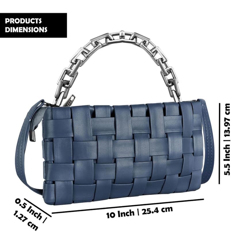 Blue Designer Faux Leather Handbag For Women And Girls HB33 view 2