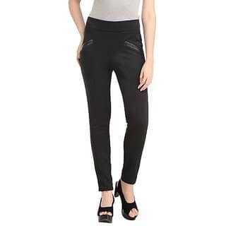 Womens Black Melange Joggers Strechable Pant