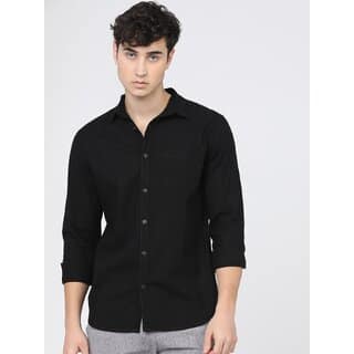 Baleshwar Mens Black Slim Fit Casual Shirt (Pack of 1)