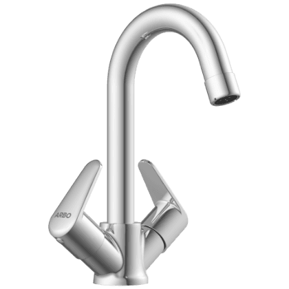 AL-1415 Center Hole Basin Mixer With Swinging Spout With Braided Hoses (Table Mounted Model)
