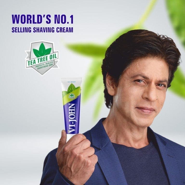 VI-JOHN Shaving Cream Icy Mint With Tea Tree & Vitamin E- 125 GM (Pack Of 4 - 500 GM + Disposable Razor 5 Pc) view 2