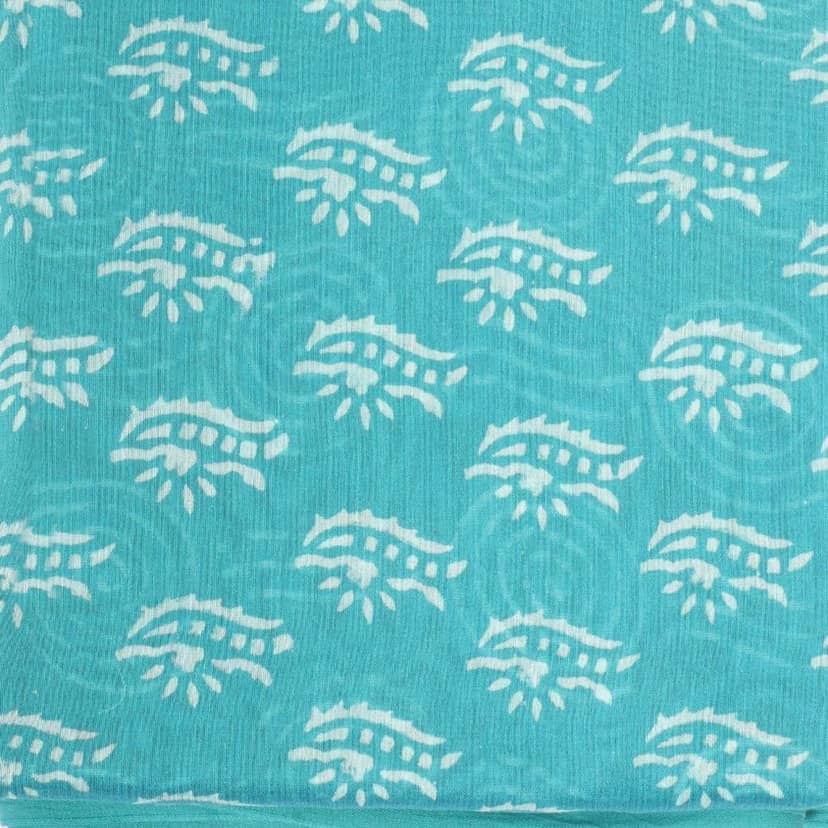 HANDLOOM CHANDERI 03 PCS DABU PRINTED SUIT (SKU - 1RDS01270221 Suit 52)