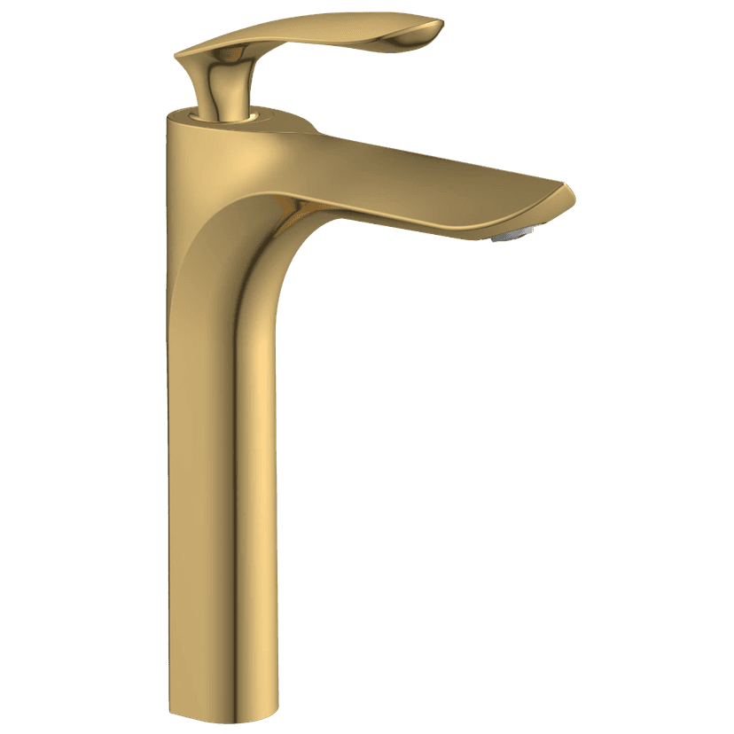 KA-GG-3128 Single Lever Tall Basin Mixer With Braided Hoses (Table Mounted Model) (Glossy Gold) view 2