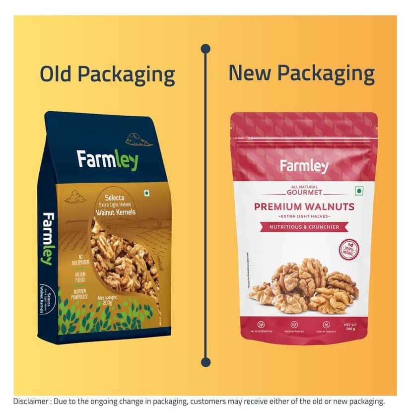 Farmley Premium Chile Walnut Kernel | 200 g | Walnuts Without Shell, Akhrot, Dry Fruits, Extra Light Halves (Pack Of 1) view 2