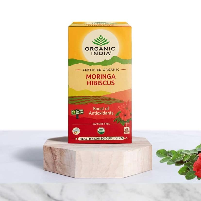 ORGANIC INDIA Moringa Hibiscus 25 Tea bags (Pack of 1) view 2