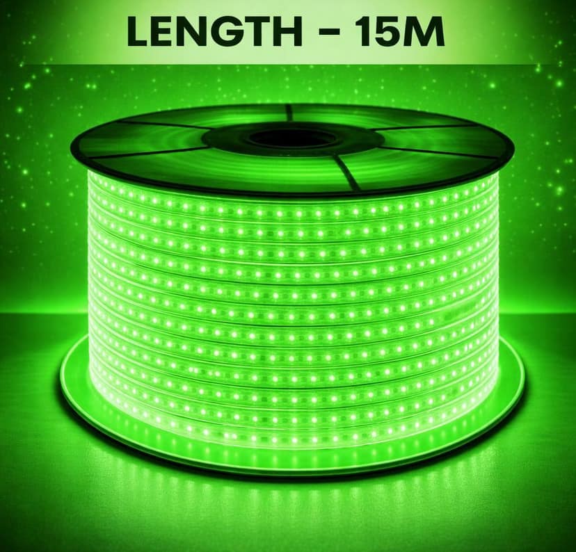 SPARKWORLD Green LED Rope Light Waterproof Decorative Strip for Outdoor & Indoor | Size: 50 M