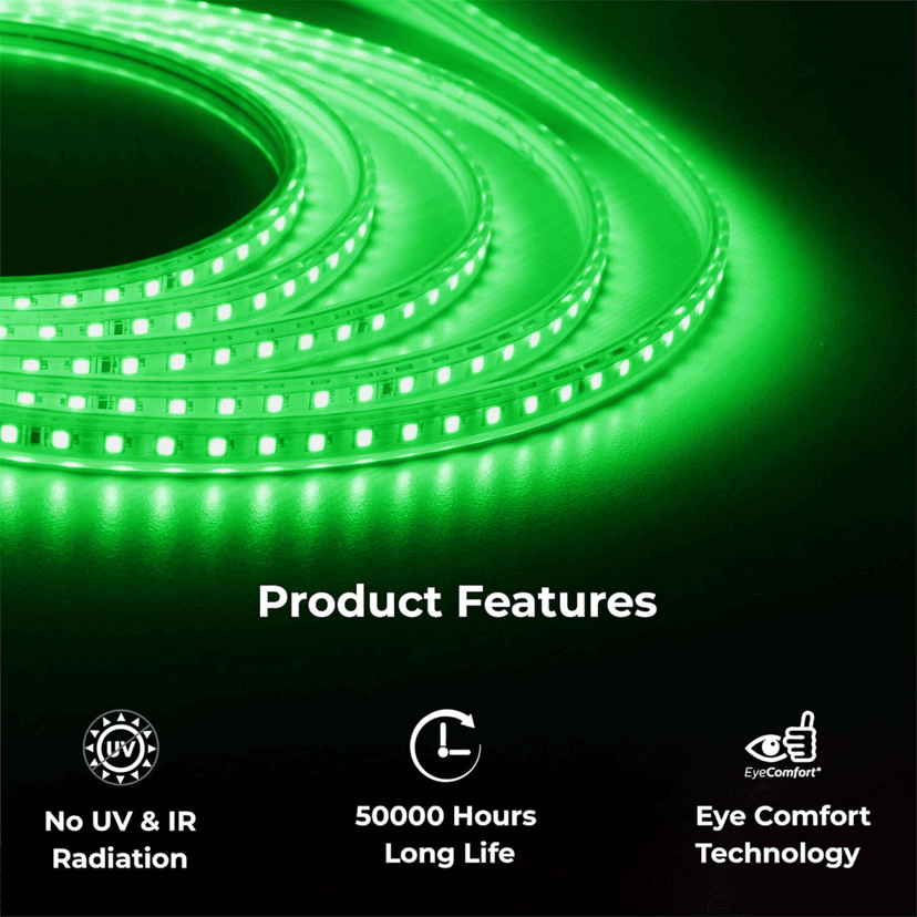 SPARKWORLD Green LED Rope Light Waterproof Decorative Strip for Outdoor & Indoor | Size: 50 M view 2
