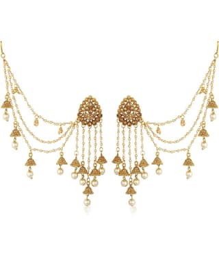 Sukkhi Incredible Gold Plated Wedding Jewellery Bahubali Inspired Long Chain Jhumki Earrings For Women