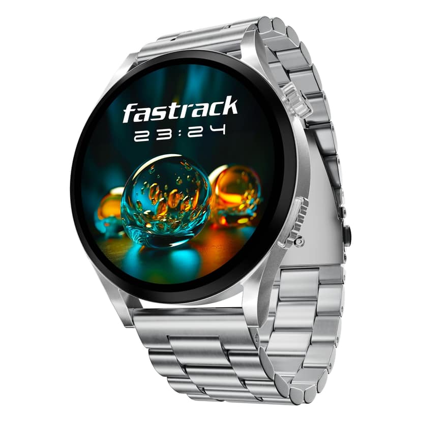 Fastrack Radiant FX4 1.51" AMOLED Metal Smart Watch with Single Sync BT Calling, Functional Crown, All-Round Health Tracking, 100+ Sports Modes, IP68 Smartwatch for Man & Woman (Silver) Fastrack Radiant FX4 1.51" AMOLED Metal Smart Watch with Single Sync