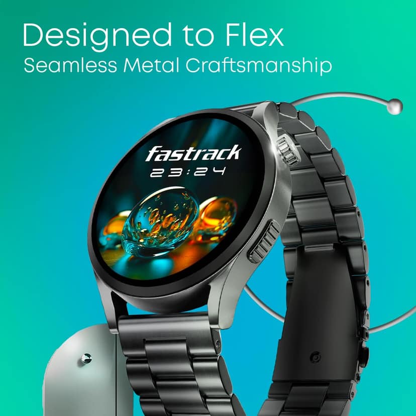 Fastrack Radiant FX4 1.51" AMOLED Metal Smart Watch with Single Sync BT Calling, Functional Crown, All-Round Health Tracking, 100+ Sports Modes, IP68 Smartwatch for Man & Woman (Silver) Fastrack Radiant FX4 1.51" AMOLED Metal Smart Watch with Single Sync view 2