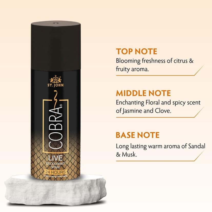 ST.JOHN Cobra Deodorant Live & Sport 150ml each and Cobra Perfume 15ml (Pack of 3) view 2
